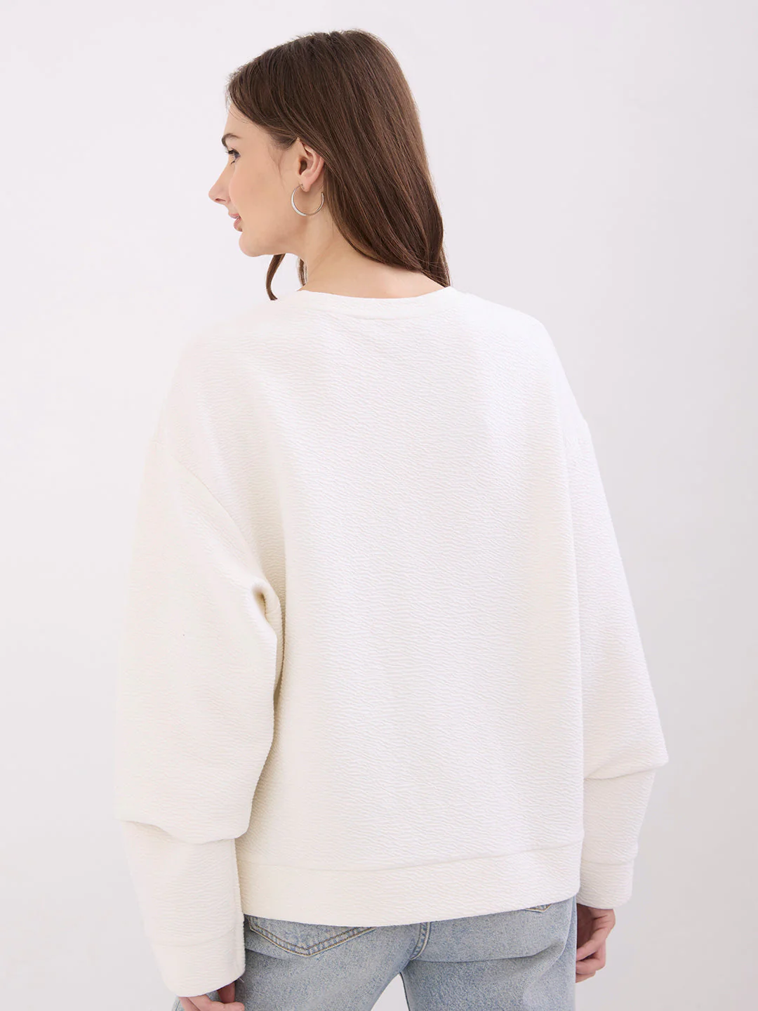 Women Sweatshirt Off White Relaxed Fit - Image 4