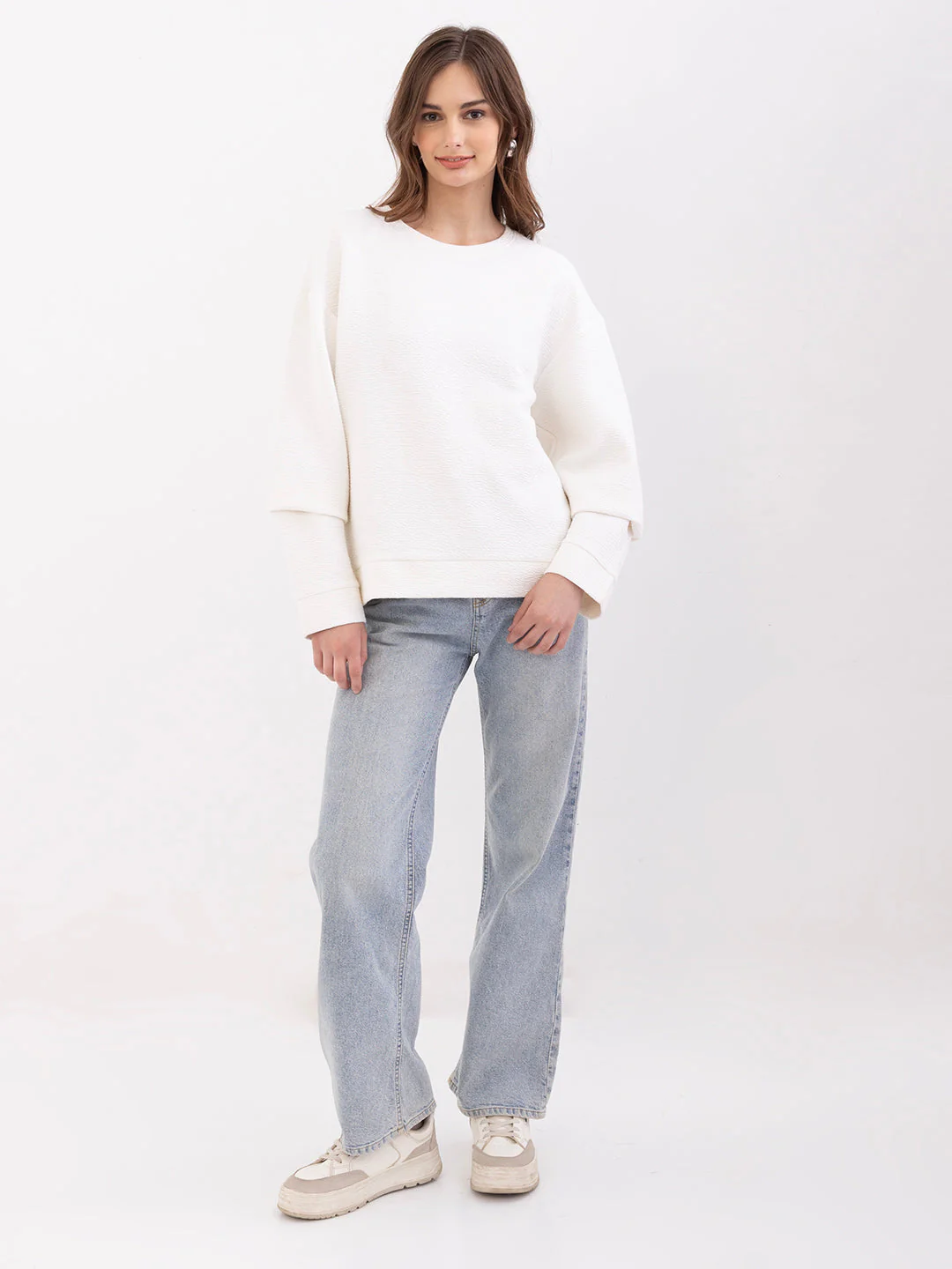 Women Sweatshirt Off White Relaxed Fit - Image 5