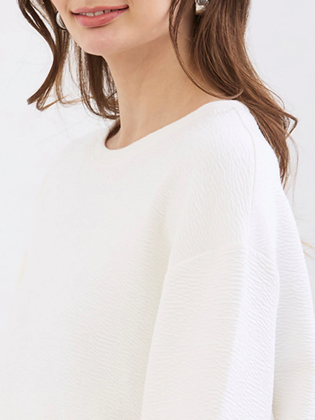 Women Sweatshirt Off White Relaxed Fit - Image 6
