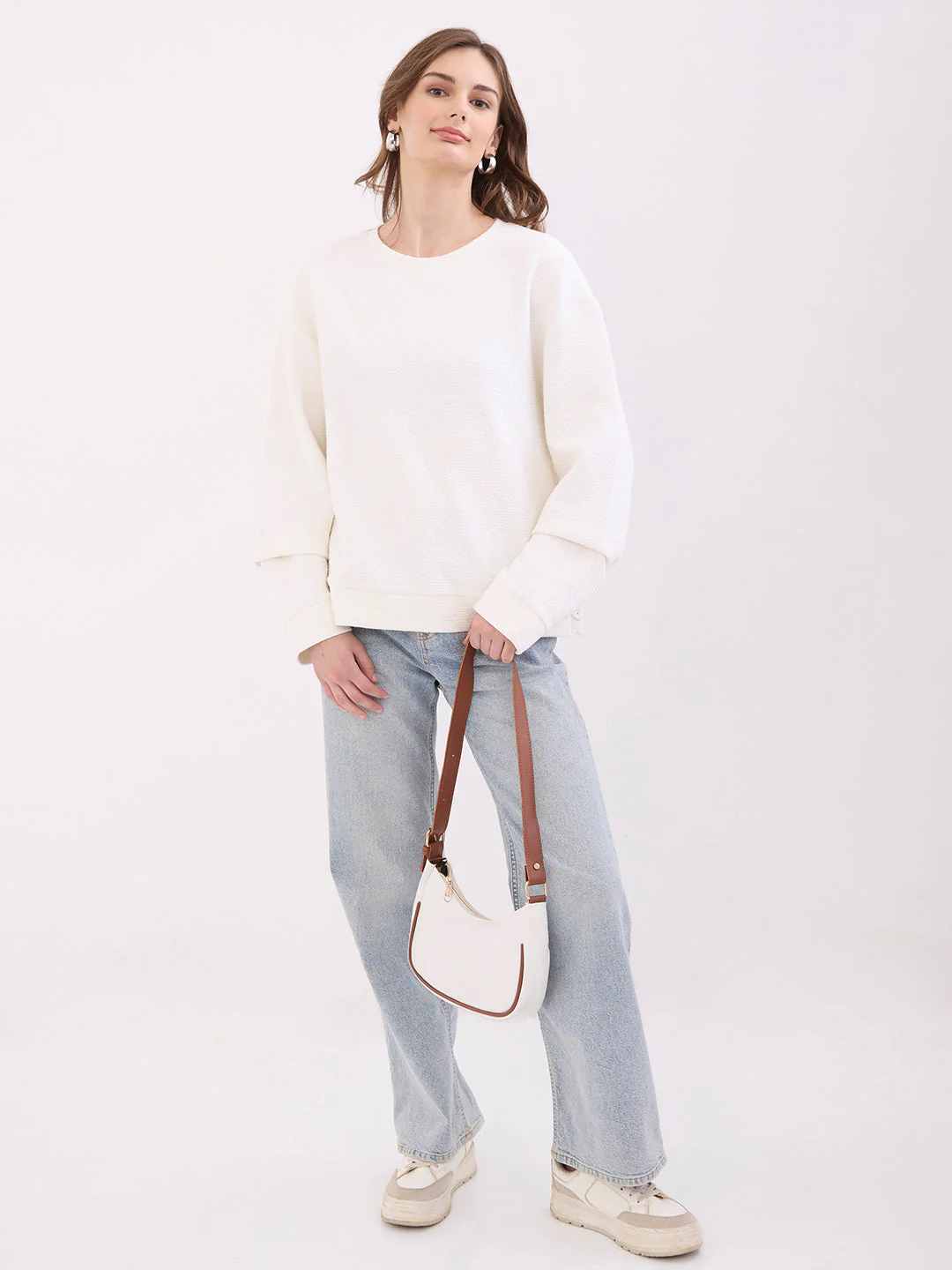 Women Sweatshirt Off White Relaxed Fit - Image 7