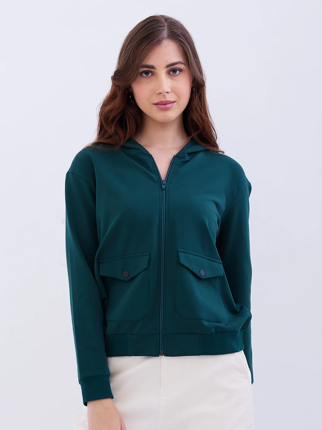 Women Sweatshirt Green Regular Fit - Image 2