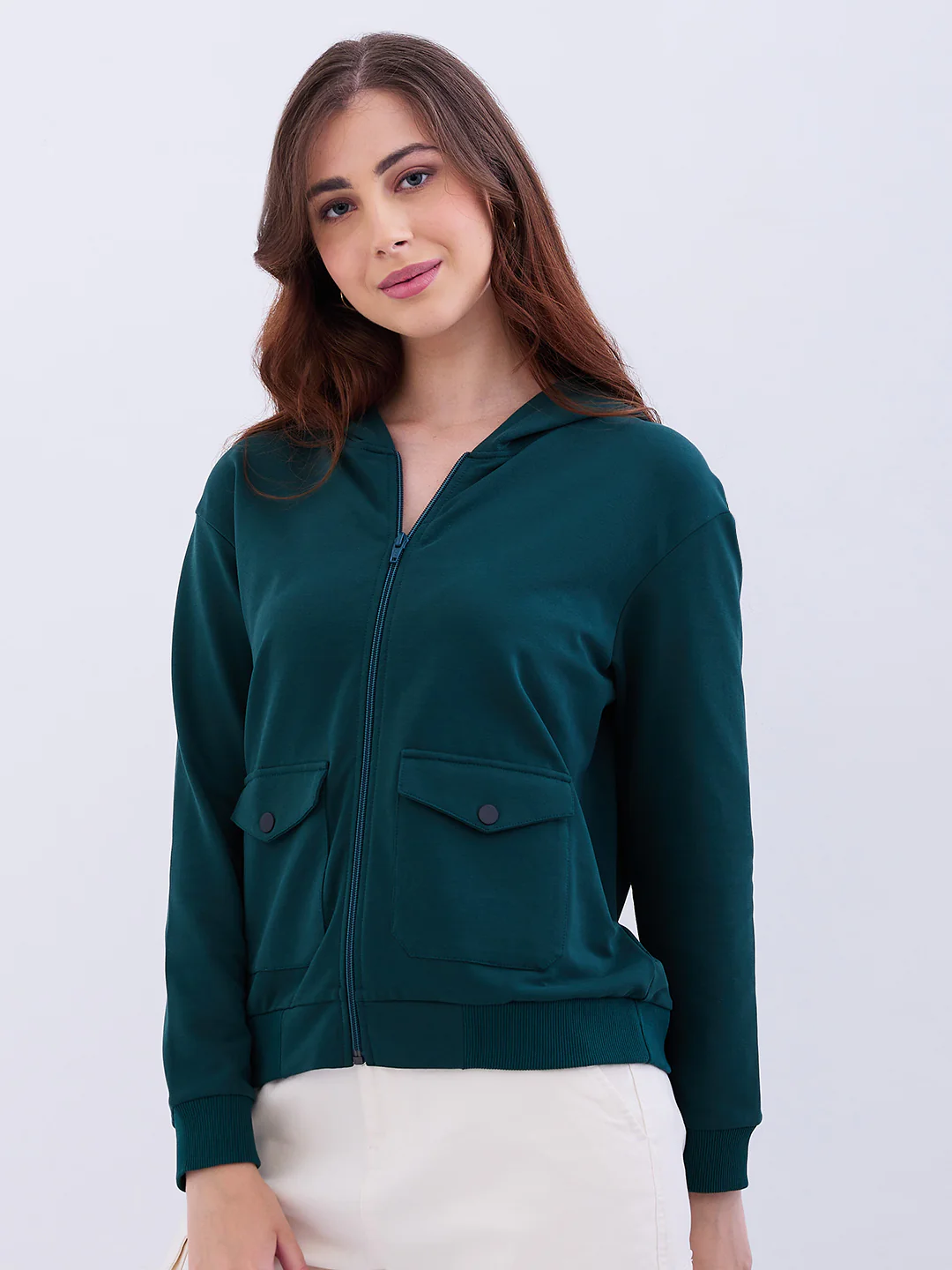 Women Sweatshirt Green Regular Fit - Image 3