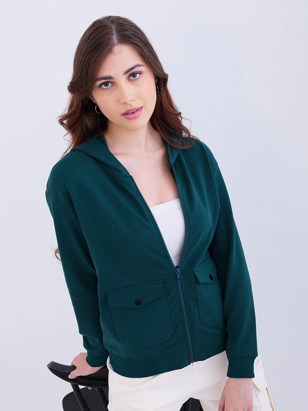 Women Sweatshirt Green Regular Fit - Image 7