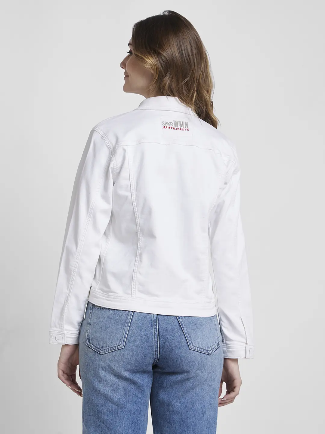 Women Denim Jacket White Regular Fit - Image 3