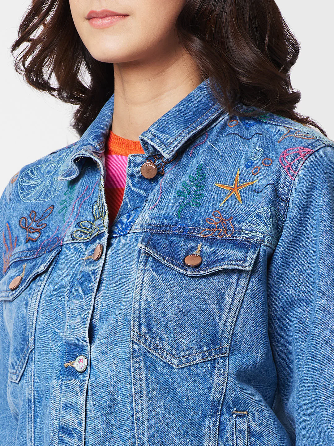 Women Jacket Washed Cotton Denim - Image 5