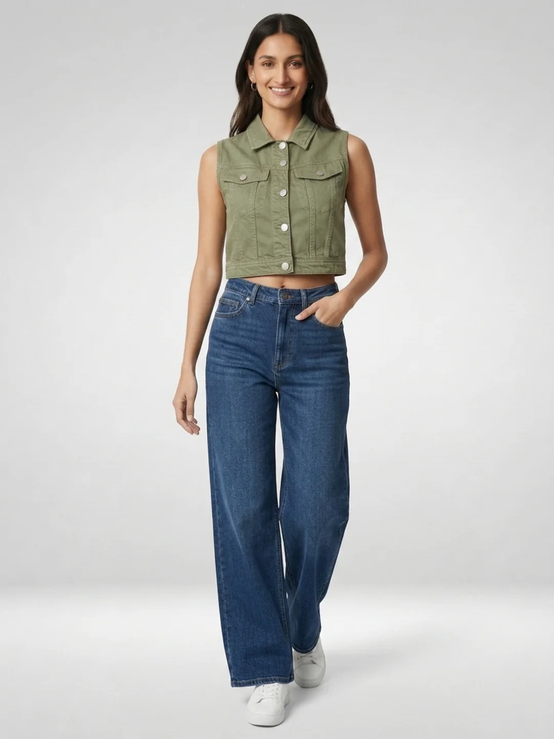 Women Jacket Solid Green Straight Fit - Image 2