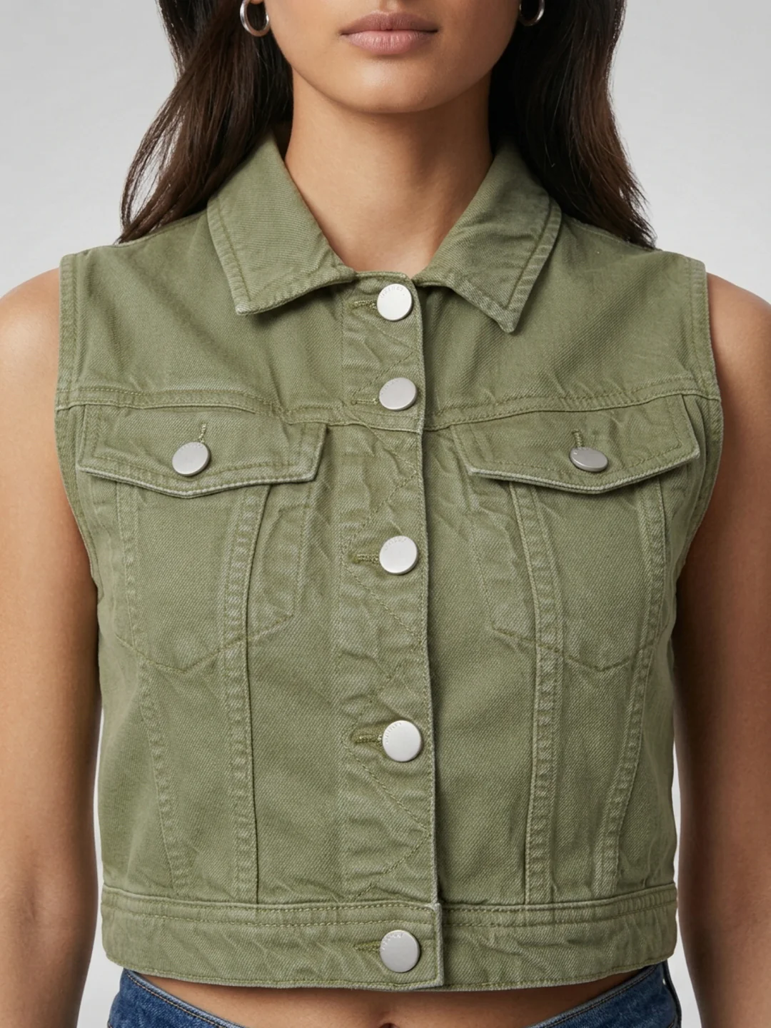 Women Jacket Solid Green Straight Fit - Image 5