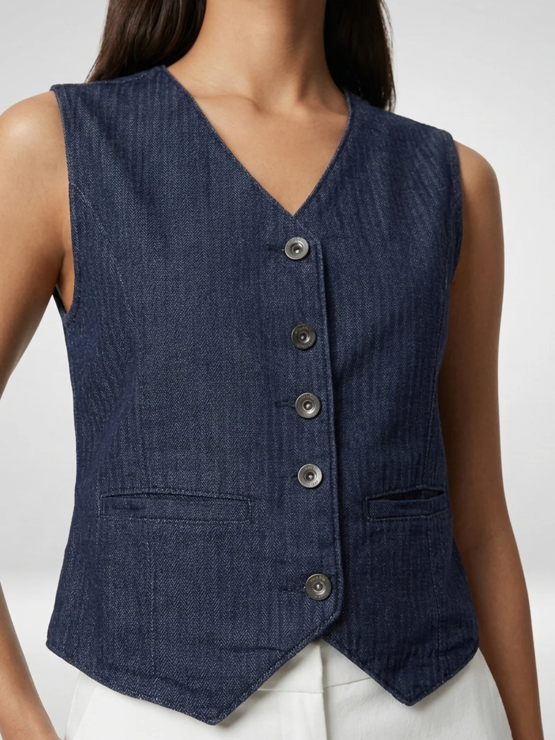 Women Jacket Solid Blue Straight Fit - Image 5