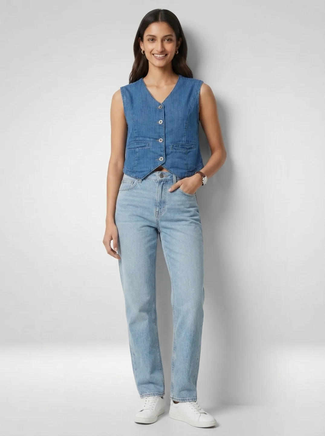 Women Jacket Denim Blue Regular Fit - Image 6