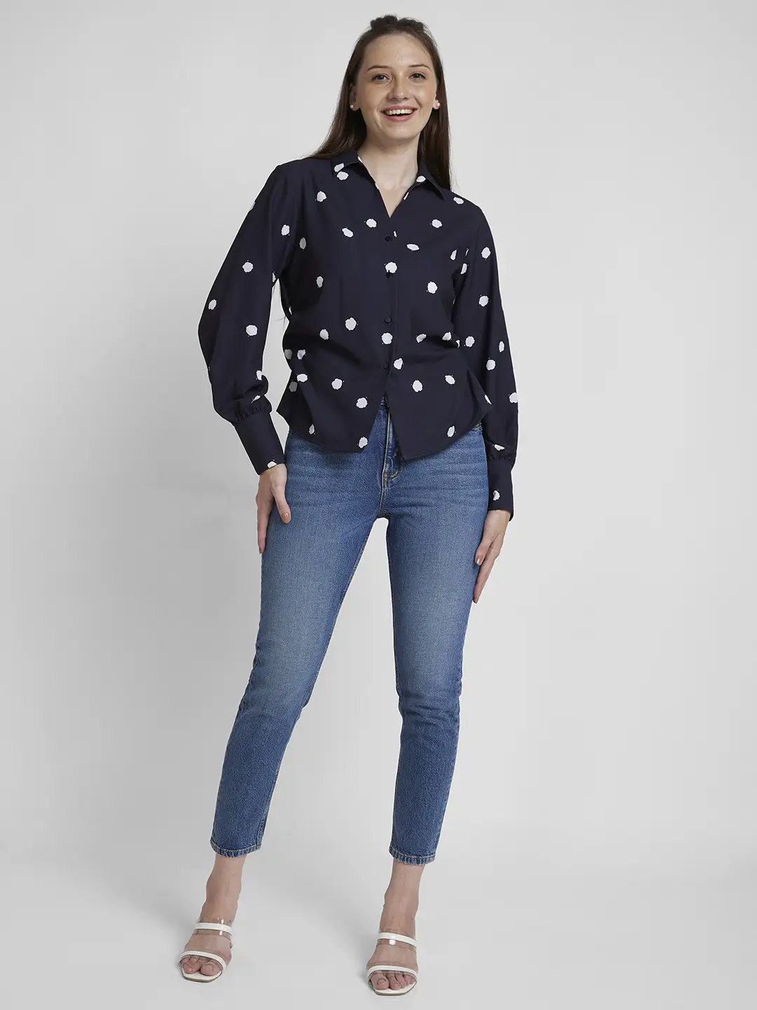 Women Shirt Print Black Regular Fit - Image 2