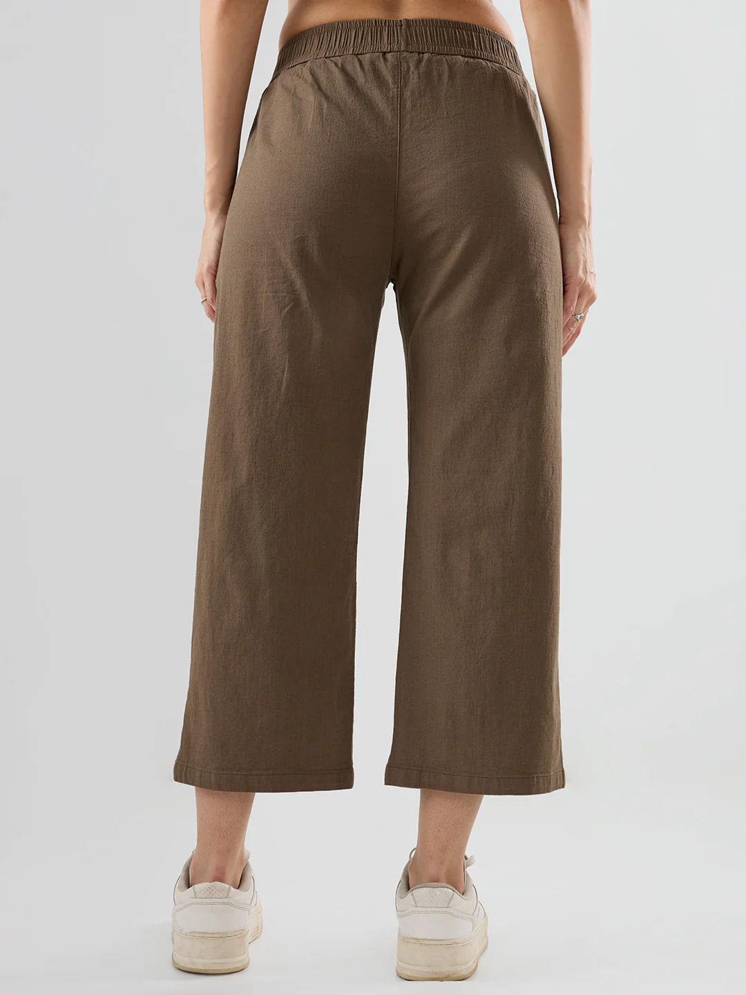 Women Trouser Straight Fit Olive Mid Rise - Image 5