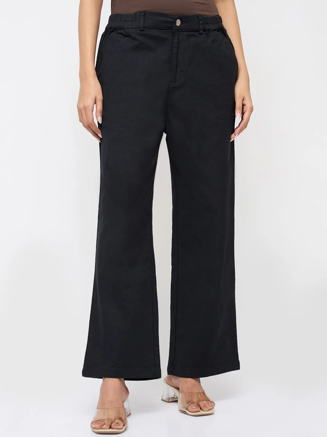 Women Trouser Straight Fit Black Mid Rise - Image 2