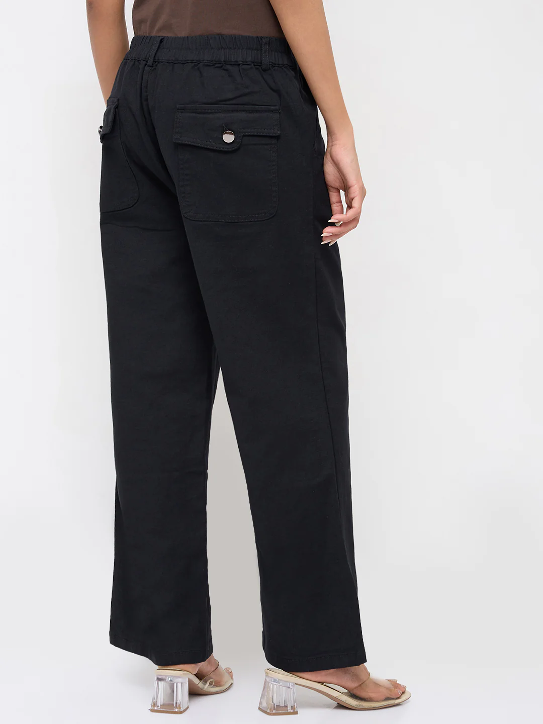 Women Trouser Straight Fit Black Mid Rise - Image 5
