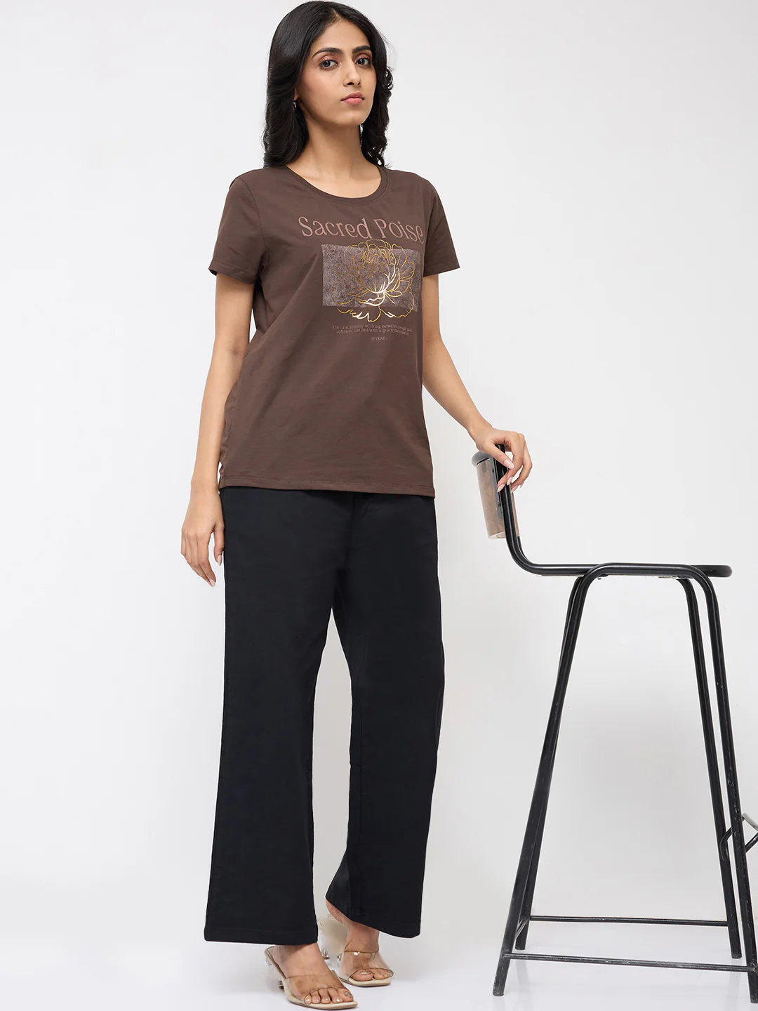Women Trouser Straight Fit Black Mid Rise - Image 8