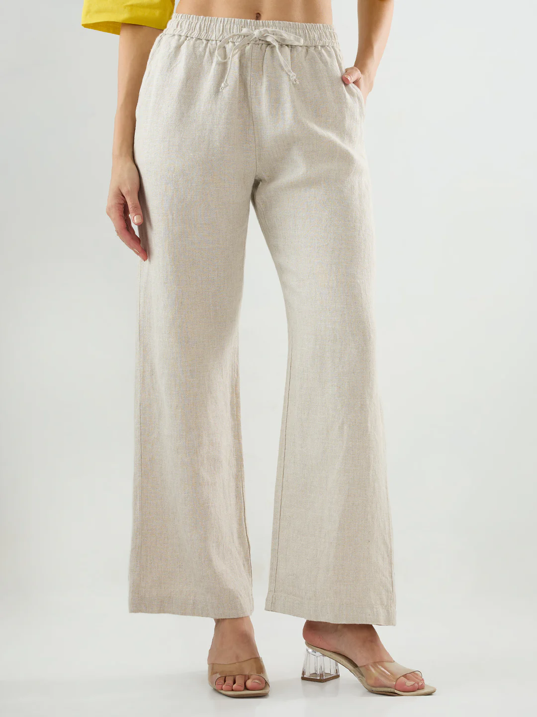Women Trouser Wide Leg White High Rise - Image 2