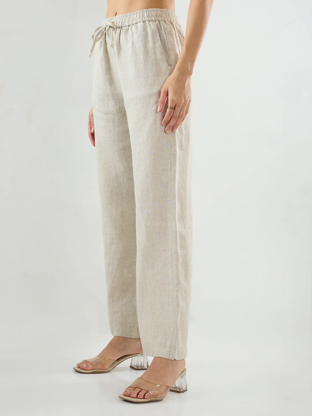 Women Trouser Wide Leg White High Rise - Image 4