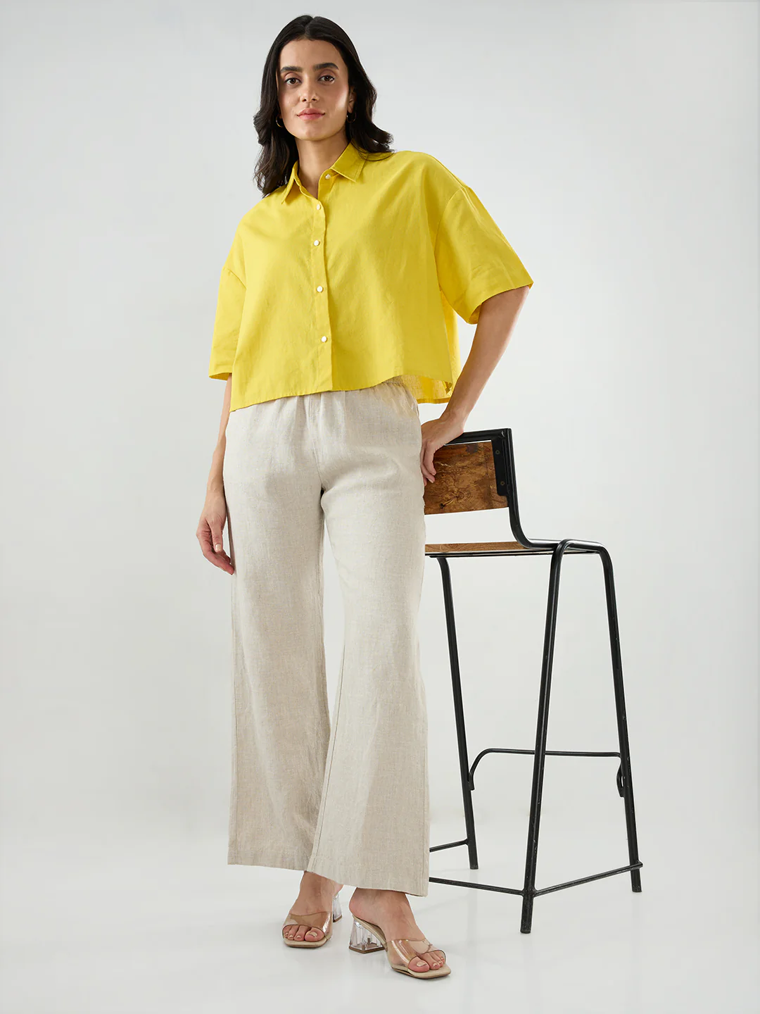Women Trouser Wide Leg White High Rise - Image 7