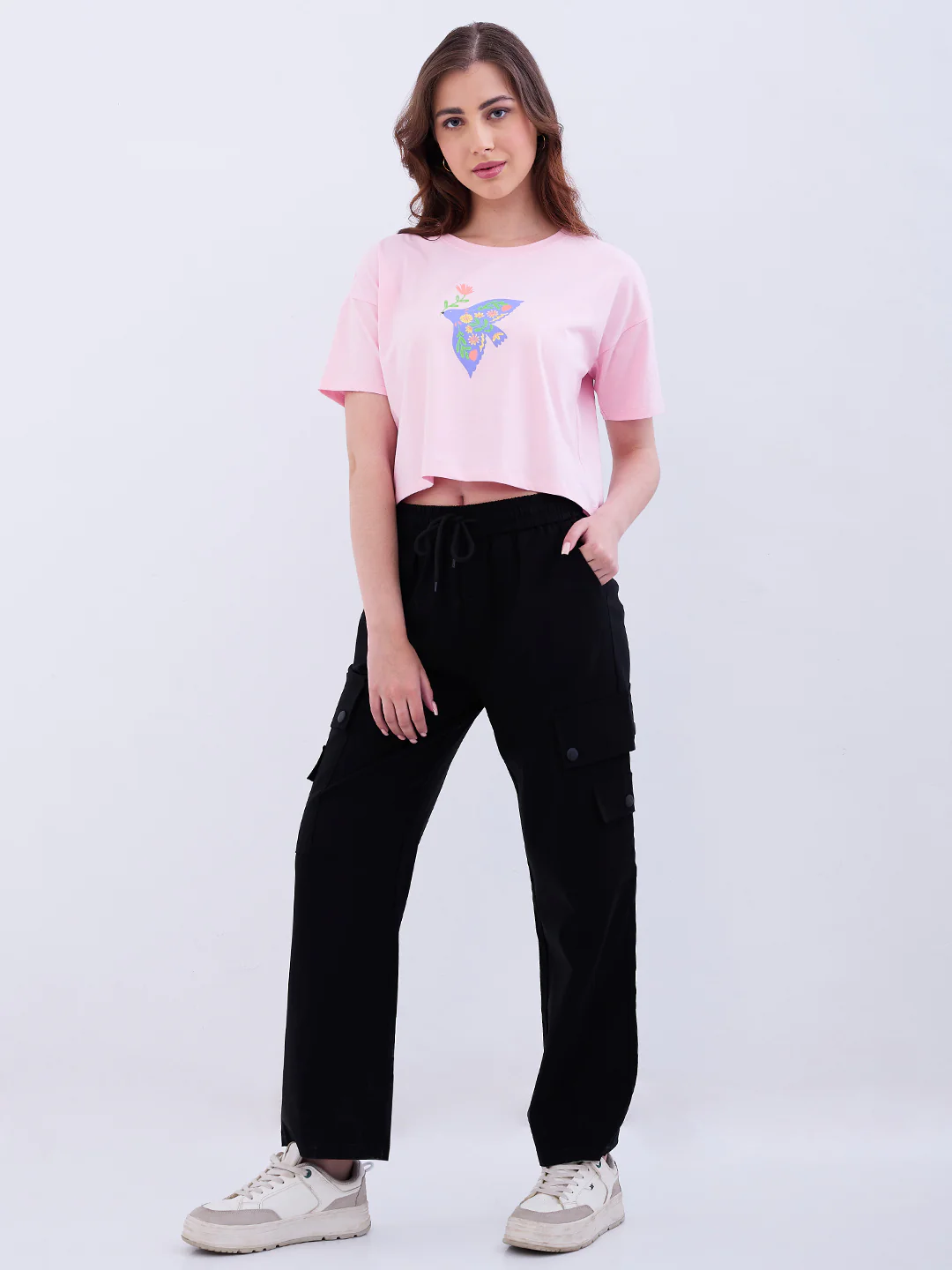 Women Trouser Cargo Fit Black High Rise - Image 5