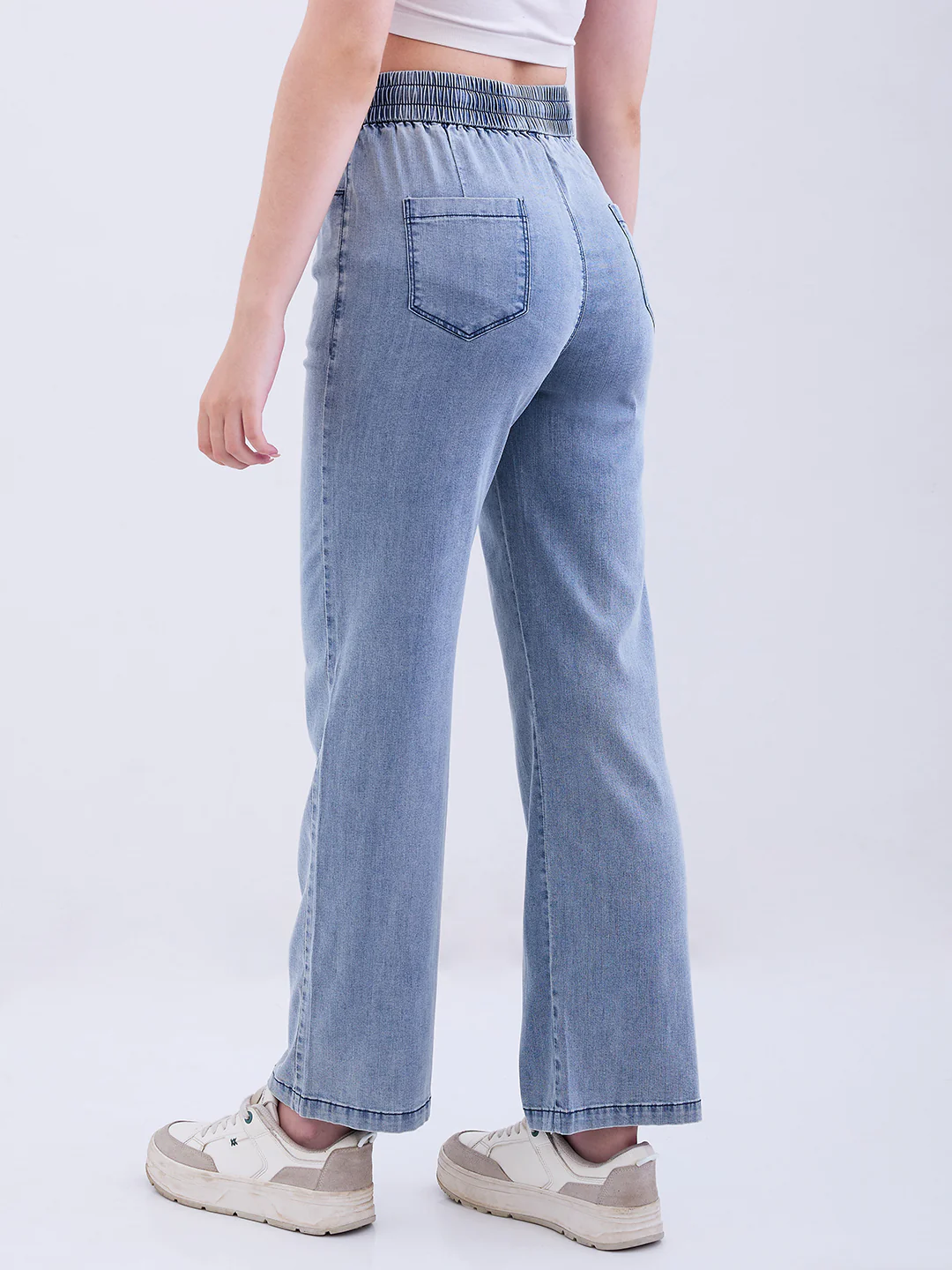 Women Trouser Straight Fit Blue High Rise - Image 4