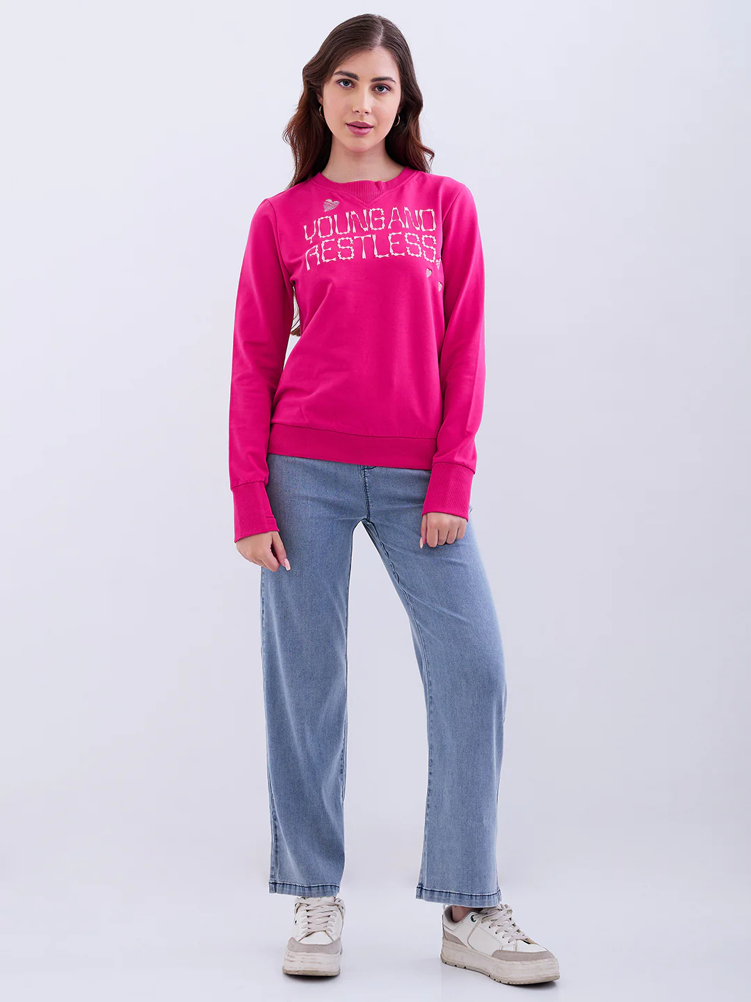 Women Trouser Straight Fit Blue High Rise - Image 5