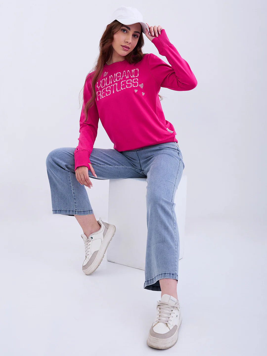Women Trouser Straight Fit Blue High Rise - Image 7