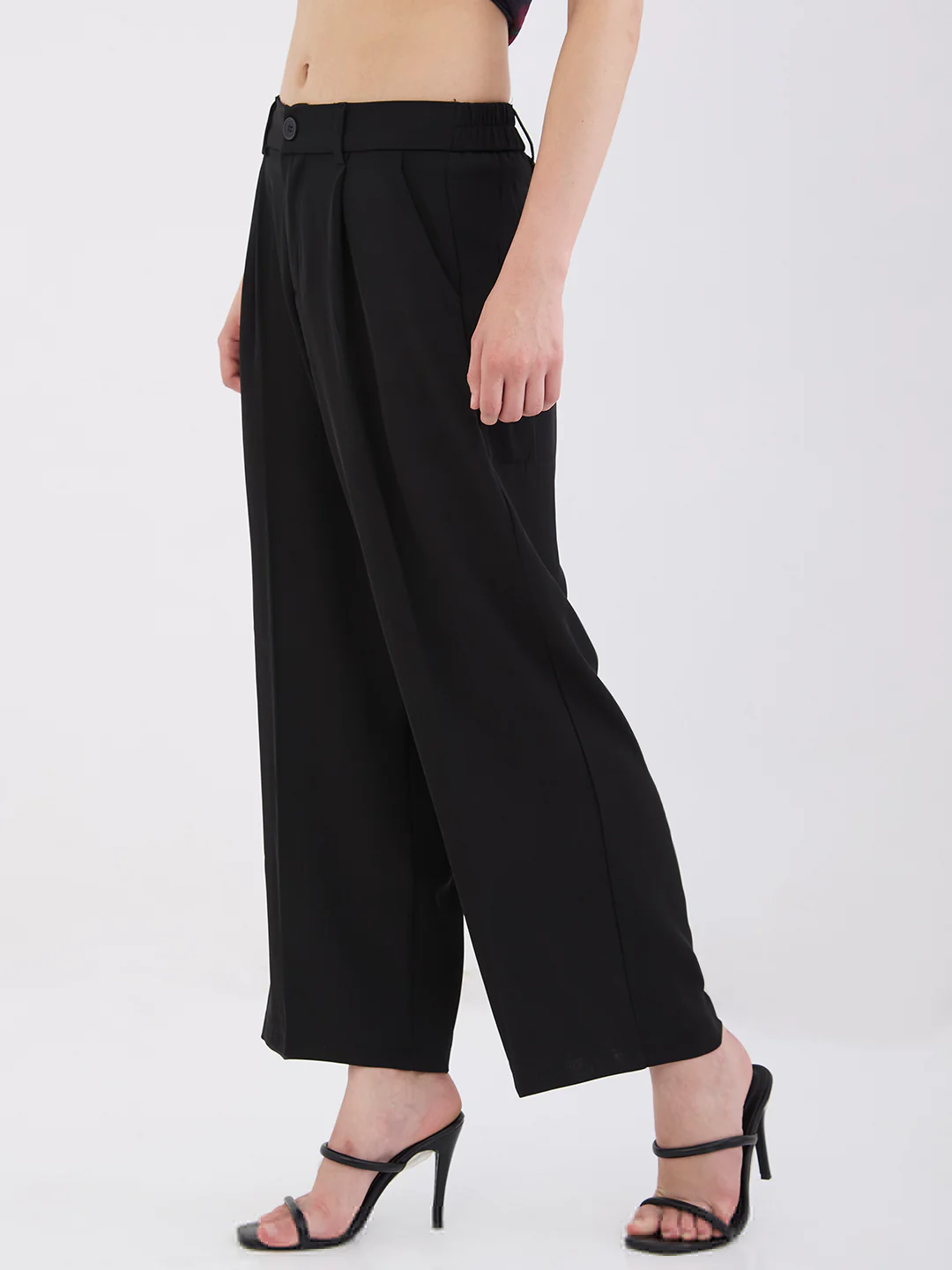 Women Trouser Wide Leg Black High Rise - Image 3