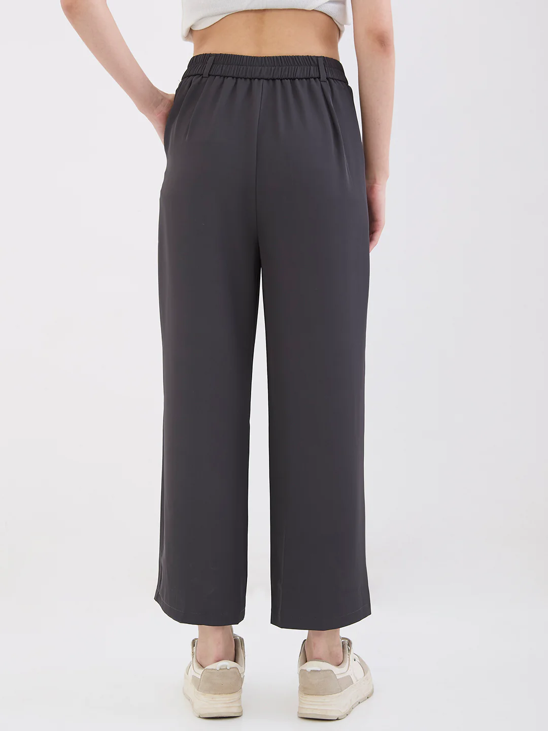 Women Trouser Wide Leg Grey High Rise - Image 4